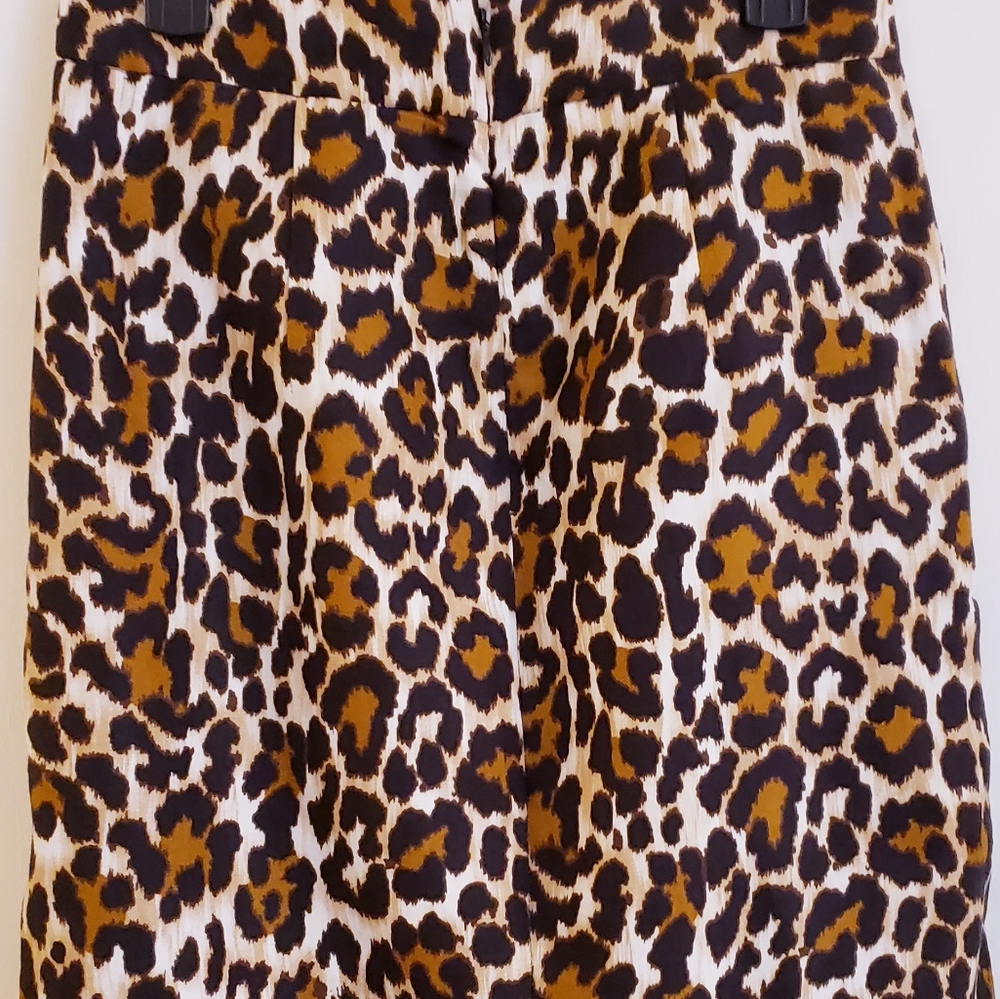 J Crew Women Skirt 8P Leopard Animal Print Linen Blend knee length Style #L3113 - Picture 11 of 14